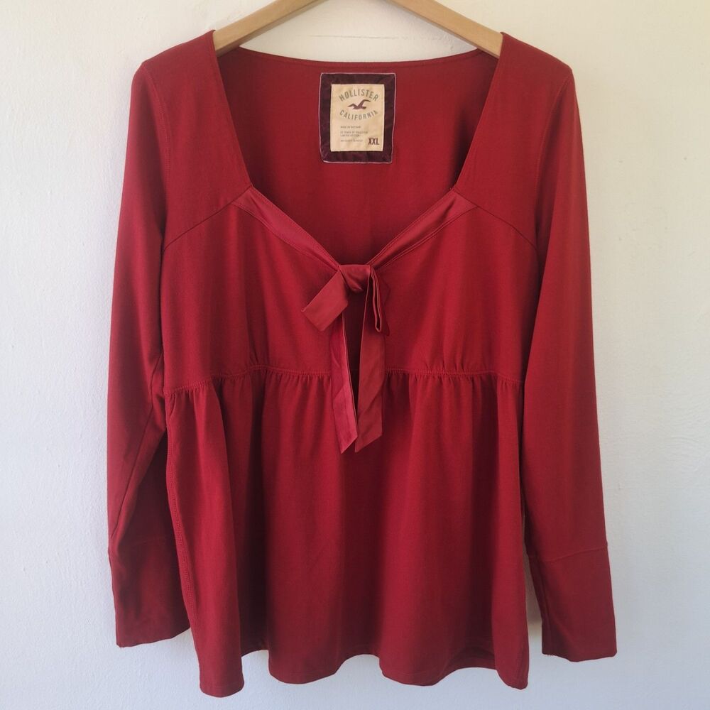 Vintage Hollister XXL Holiday Vault Release Satin Tie-Front Knit Babydoll  Top